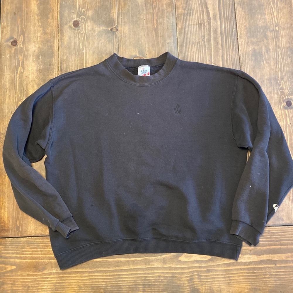 Vintage USA Olympic Sweatshirt‎ Mens Large Black Crewneck JC Penny USA Boxy